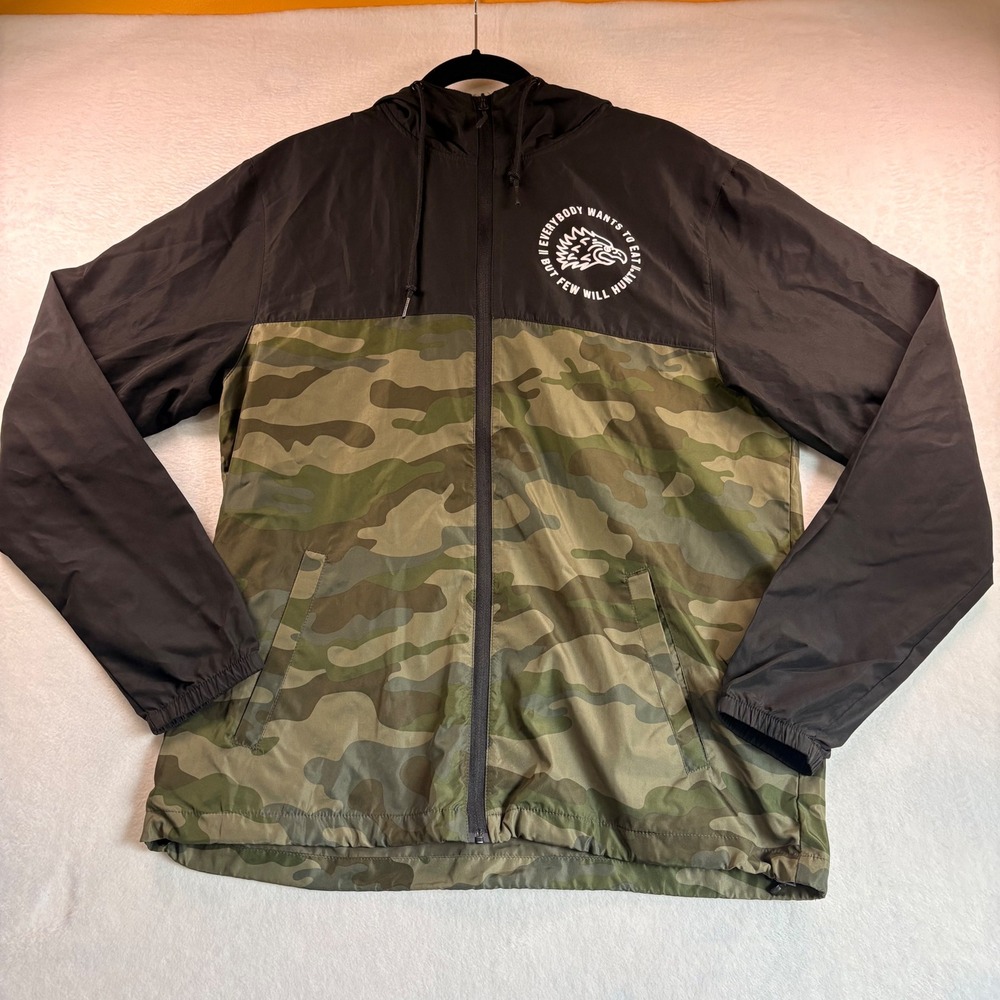 Few Will Hunt Mens Camo Windbreaker Jacket EXP54LWZC Black Green Large